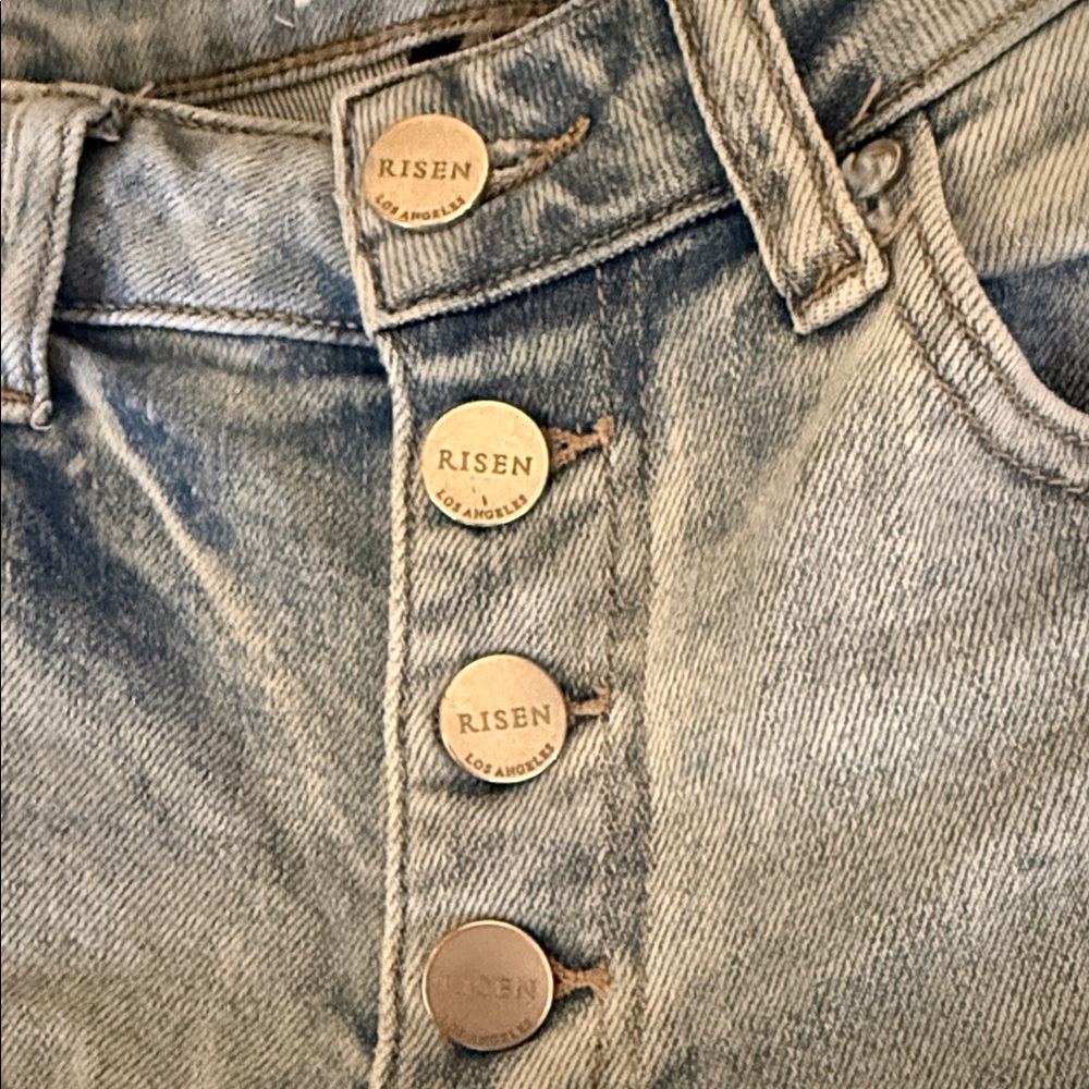 Stylish Distressed Light Blue Flare Jeans - Picture 3 of 5